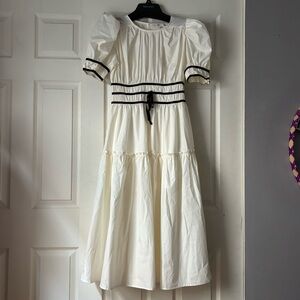 Entro Ivory Dress with Black Trim